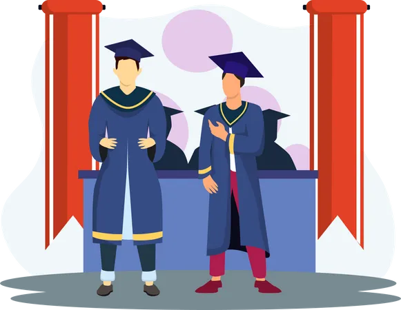Estudiante con sombrero de graduación  Ilustración