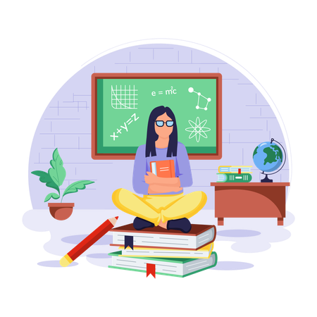 Estudiante de ciencias sosteniendo libro  Ilustración