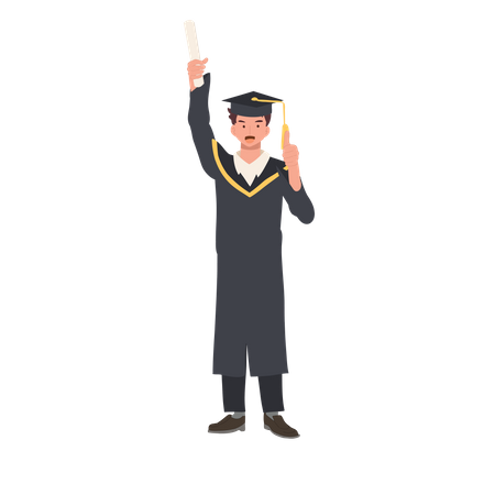 Estudiante de posgrado celebrando el éxito en la educación  Ilustración