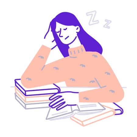 El estudiante duerme con un libro  Ilustración