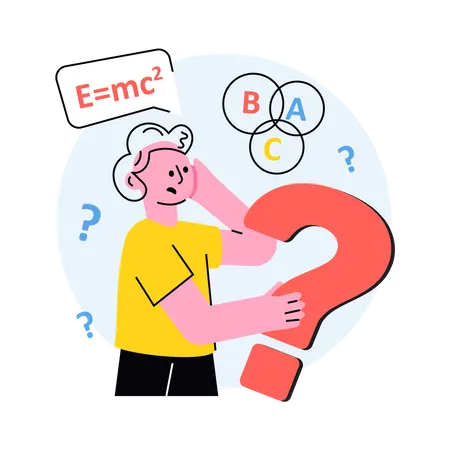 El estudiante está totalmente confundido al resolver ecuaciones matemáticas.  Ilustración