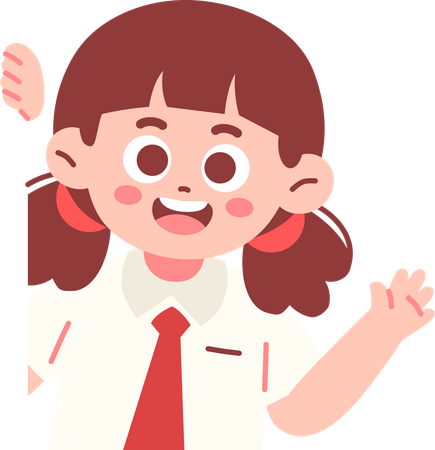 Chica estudiante feliz mirando a escondidas  Ilustración