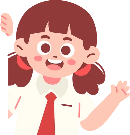 Chica estudiante feliz mirando a escondidas  Ilustración