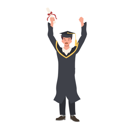 Estudiante graduado celebrando el éxito en la educación  Ilustración