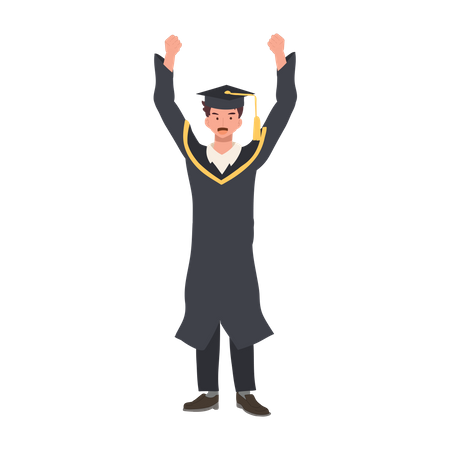 Estudiante graduado celebrando el éxito en la educación  Ilustración