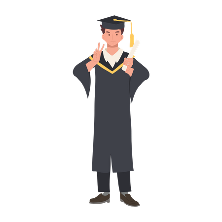 Estudiante graduado celebrando el éxito en la educación  Ilustración