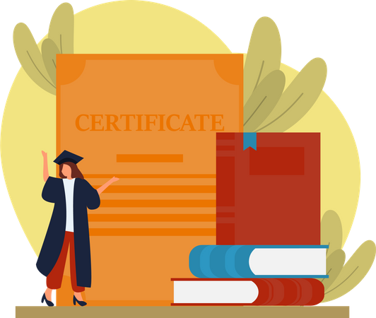 Estudiante de posgrado con certificado  Illustration