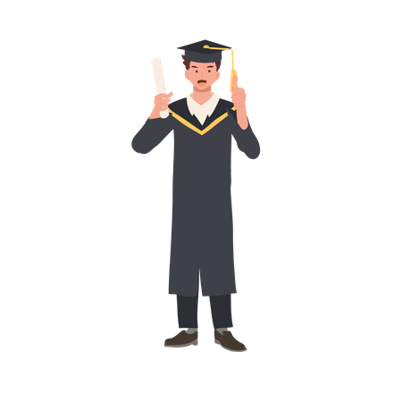 Estudiante graduado con toga y birrete  Ilustración