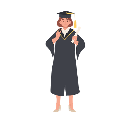 Estudiante graduado sonriente  Ilustración