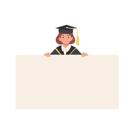 Estudiante graduado sosteniendo tablero en blanco  Ilustración