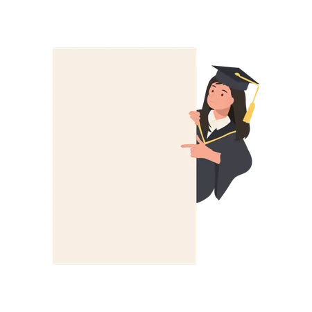 Estudiante graduado sosteniendo tablero en blanco  Ilustración