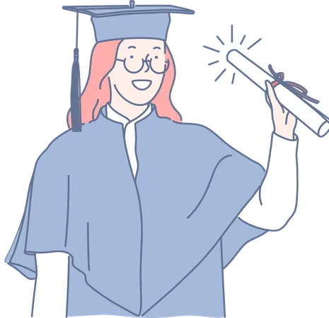El estudiante ha recibido su título de graduación.  Ilustración