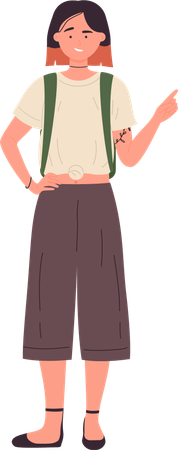 Chica estudiante mostrando el gesto con el dedo  Ilustración