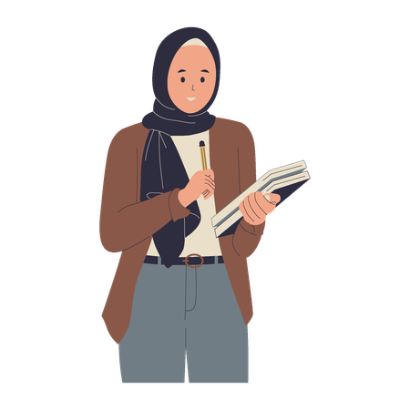 Estudiante musulmana con hijab  Ilustración