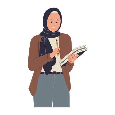 Estudiante musulmana con hijab  Ilustración