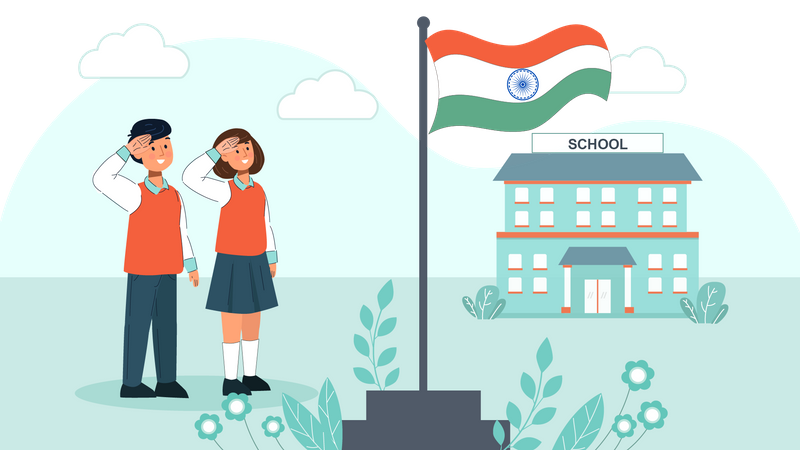 Estudiante saludando el día de la república india  Ilustración