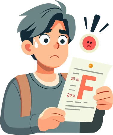 Estudiante masculino sorprendido cuando recibió una F Ilustración