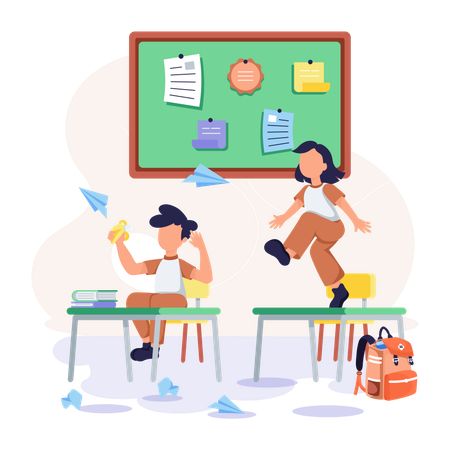 Estudiantes disfrutando en el recreo  Ilustración