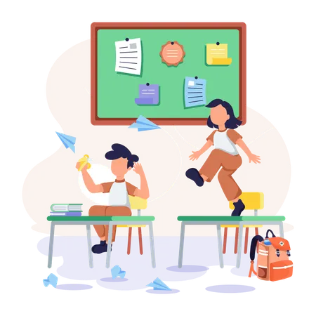 Estudiantes disfrutando en el recreo  Ilustración