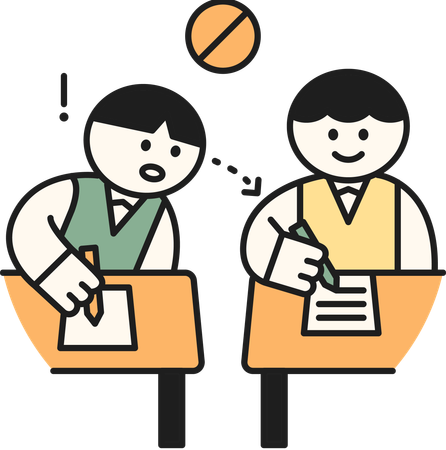 Estudiantes haciendo trampa en el examen  Ilustración