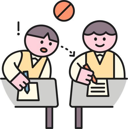 Estudiantes haciendo trampa en el examen  Ilustración
