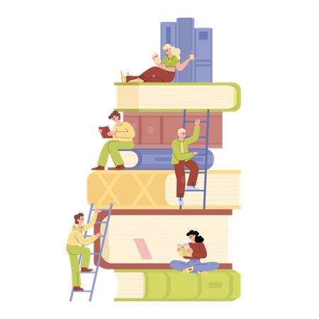 Estudiantes preparándose para los exámenes finales  Ilustración