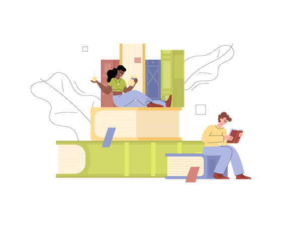 Estudiantes preparándose para los exámenes finales  Ilustración