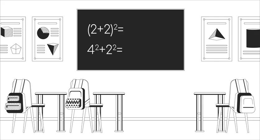 Estudiantes que asisten a la clase de matemáticas  Ilustración