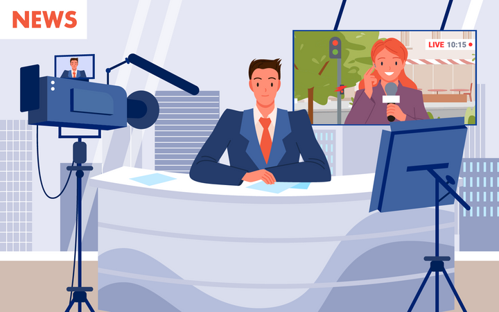 Estudio de noticias de televisión  Ilustración