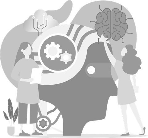 Estudio del cerebro artificial  Ilustración