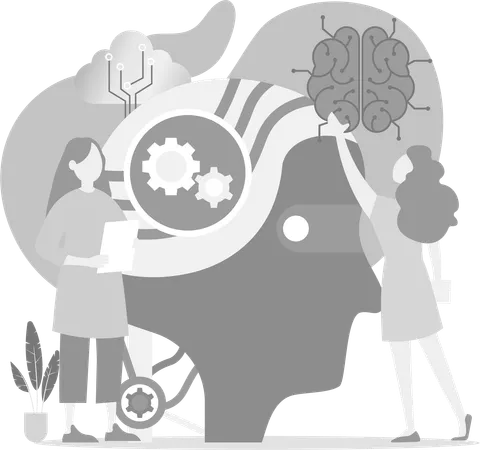Estudio del cerebro artificial  Ilustración