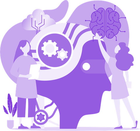 Estudio del cerebro artificial  Ilustración