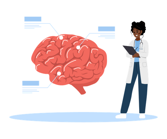 Médica estuda doenças cerebrais  Illustration