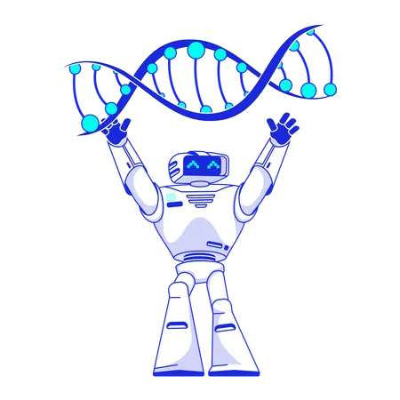 Robô de inteligência artificial estuda DNA  Ilustração