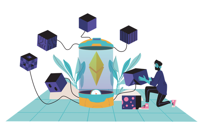 Ethereum-Blockchain-Technologie  Illustration