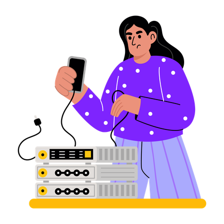 Ethernet checker checking cables  Illustration