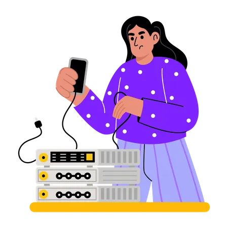 Ethernet checker checking cables  Illustration