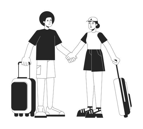 Ethnisches Paar auf Reisen  Illustration