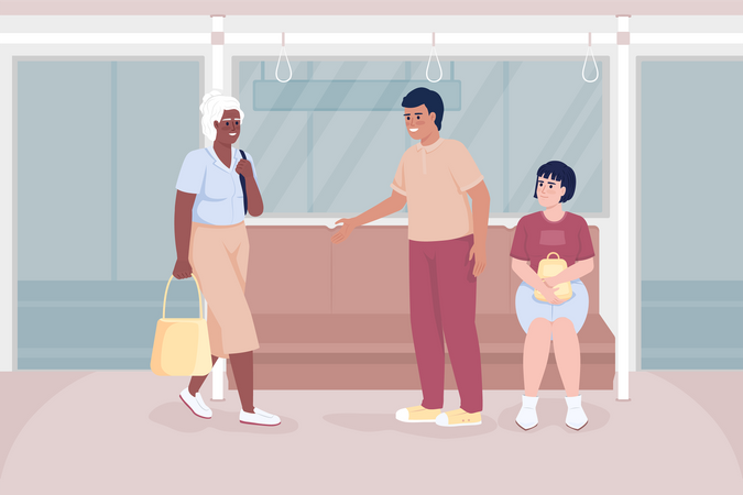 Etikette im öffentlichen Nahverkehr  Illustration