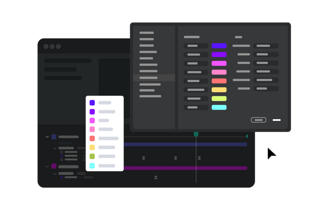 Etiquetar muestras de menú de color en el editor de video  Ilustración