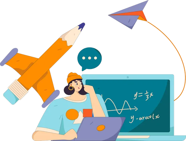 Étudiant apprenant les mathématiques  Illustration