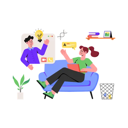 Les étudiants communiquent en ligne  Illustration