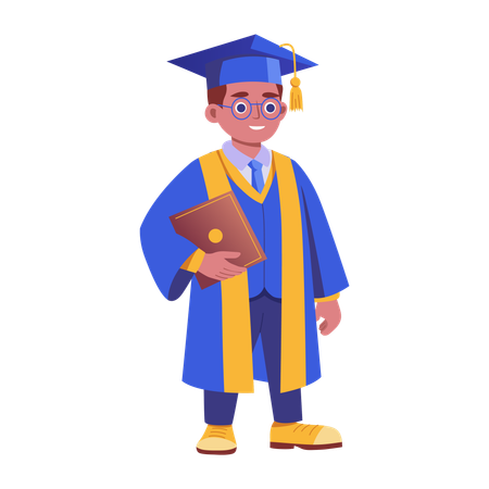 Un étudiant diplômé assiste à la cérémonie de remise des diplômes  Illustration