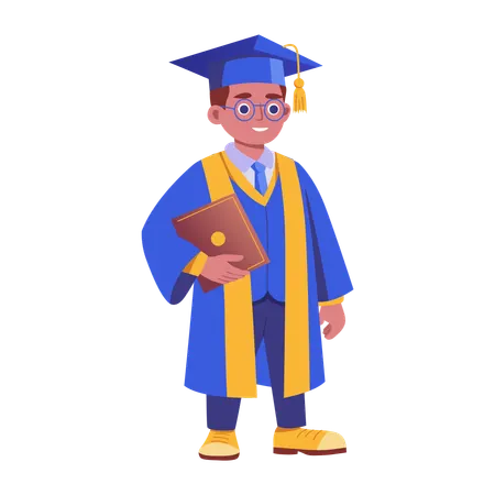 Un étudiant diplômé assiste à la cérémonie de remise des diplômes  Illustration