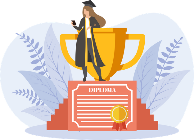 Étudiant diplômé avec certificat  Illustration