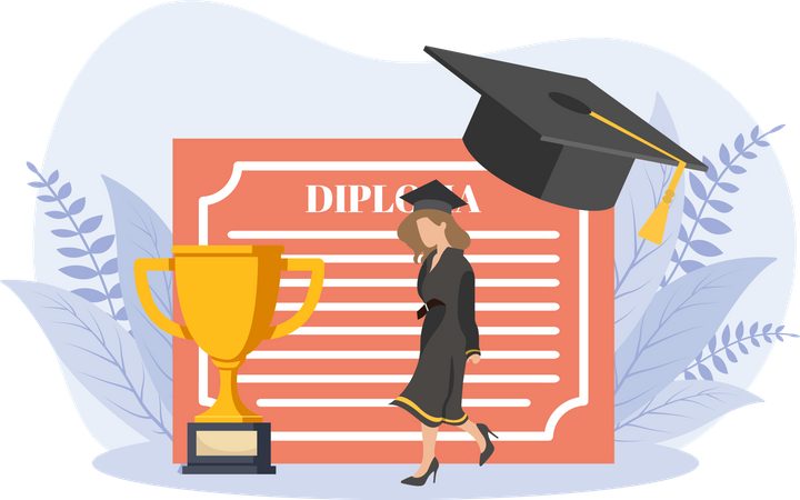 Étudiant diplômé avec certificat  Illustration