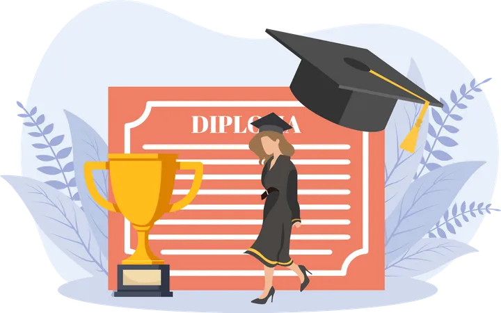 Étudiant diplômé avec certificat  Illustration