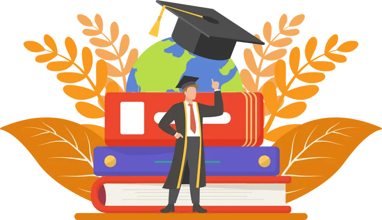 Étudiant diplômé mondial  Illustration