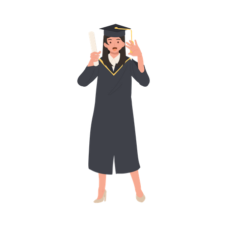 Étudiant diplômé souriant en casquette et robe  Illustration