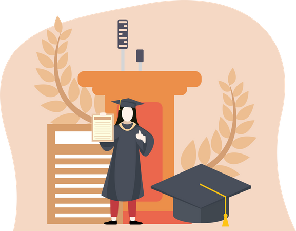 Étudiant diplômé titulaire d'un certificat  Illustration